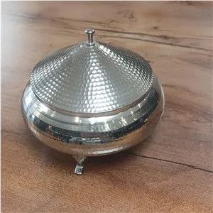 قندان مسی سفینه ای چکشی کروم