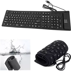 کیبورد سیلیکونی رول شونده 109 کلیدی USB ضدآب مخصوص کامپیوتر و لپ تاپ