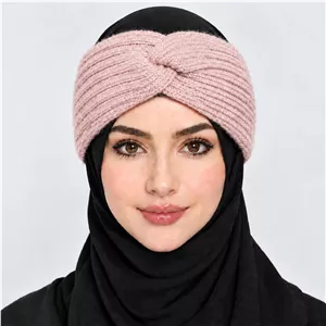 هدبند بافت زنانه مدل گره ای (پاپیونی) برند کانفی رنگ صورتی کالباسی (Blush Pink)