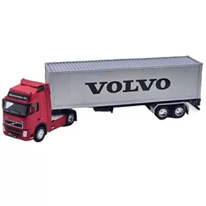 ماکت ماشین ناب سل مدل تریلی فلزی ولوو کانتینردار اف هاچ 12 طرح ولی کد 1 32TRANSPORTER WELLY VOLVO FH12