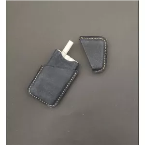 کیف سیگار قالبی ده نخ چرم طبیعی شتر دستدوز رنگ آبی نفتی
