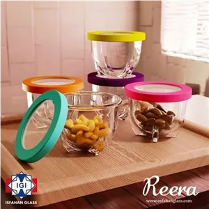 کاسه ریرا ظرف درب دار ریرا بلور اصفهان (دست 6 عددی)