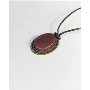 گردن آویز عقیق با رکاب برنزی زیبا 
