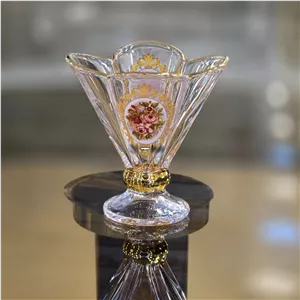 کاسه بستنیبستنی خوری مدل لاله رز طلاکوب کد 85 پس کرایه