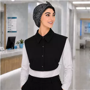 یقه حجاب دکمه فلزی مشکی