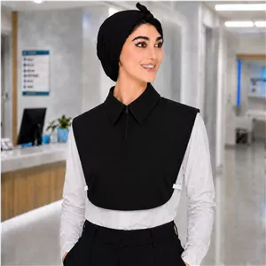 یقه حجاب زیپ دکمه مشکی