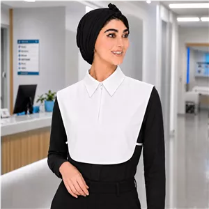 یقه حجاب زیپ دکمه سفید