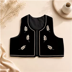 جلیقه طرح گندم،بیس مخمل،کاملا دستدوز