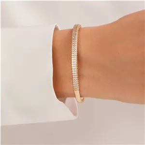 دستبند شوپینگ النگویی نگین دار طلایی (سایز2) مدل 1