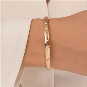دستبند شوپینگ النگویی نگین دار طلایی (سایز1) مدل 2