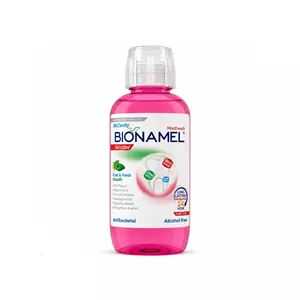 دهانشویه ضد پوسیدگی بایونمل مدل ANTI CAVITY بدون الکل با طعم نعنا مناسب لثه و دندان حساس حجم 500 میل