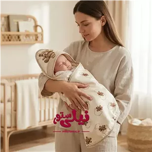 پتو مخمل کلاهدار نوزاد طرح تدی برند پرنسس Princess