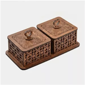 ست قندان چوبی طرح مشبک مدلA0003