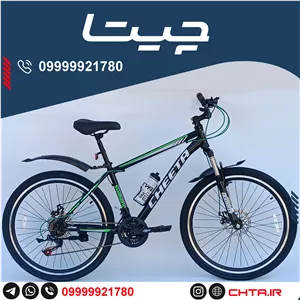 دوچرخه چیتا سایز 26 اورسایز ترمز دیسکی مشکی سبز با قمقمه و گلگیر bsa