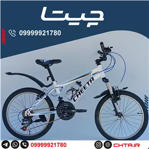 دوچرخه چیتا سایز 20 اورسایز ترمز ویبریک سفیدآبی طوقه استیل با گلگیر و قمقمه bsa