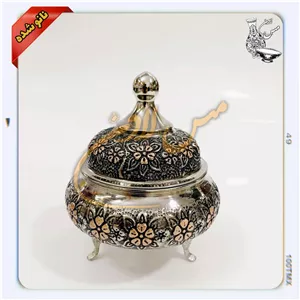 قندان سفینه ای مسی گلبرگ - رنگ کروم - موجود در 3 نوع متفاوت - نانو شده - فروشگاه مس لادن زنجان