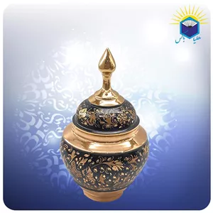 قندان سیبی مس و الماس تراش 18 سانت