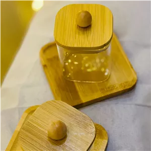 قندان پریکس مربع سایز کوچک با درب چوبی