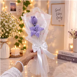 دسته گل لاله_لیلیوم بنفش سایز کوچک اقتصادی