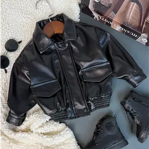 کت بچگانه چرم مشکی مدل اسکار کد 4480