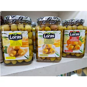 زیتون سایز بزرگ مغز دار درشت و شیشه ای مارک لوراس ترکیه 
