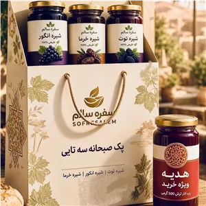  پک سه ستاره صبحانه (شیره توت +شیره انگور+شیره خرما)