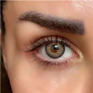 لنز آماندا پاستل هانی عسلی رگه دار دور مشکی