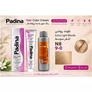 رنگ مو پادینا N8-9-0 حجم 100 میل + اکسیدان 9 درصد حجم 125 میل