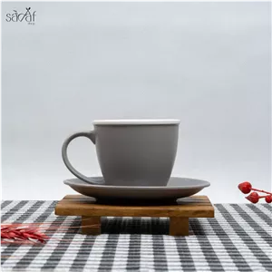 فنجان و نعلبکی دو رنگ داخل سفید سرامیک لایت (یک عددی)