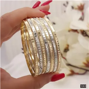 النگو دورنگ آینه ای رنگ ثابت طلاروس اصل پک 7تایی کد 1063