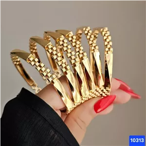 النگو زنانه ترکیبی اپل و رولکس آینه ای طرح طلا کد 10313