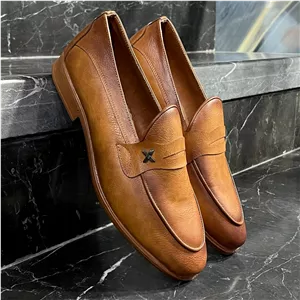 کفش کالج عسلی مدل بویکا Boyka Brown Leather Loafer