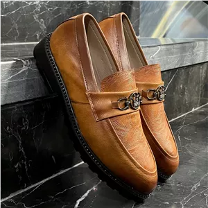 کالج چرم عسلی مدل مازراتی Maserati Honey Brown Leather Loafer