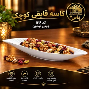 کاسه قایقی کوچک کد 146 چینی لیمون خط طلا درجه یک