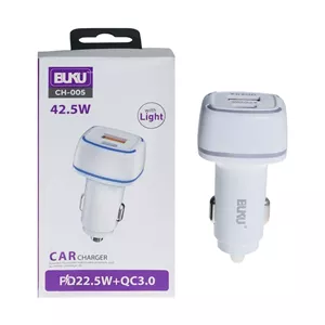 شارژر فندکی PD و فست دو پورت BUKU مدل CH-005 42.5W - سفید - MMS (گارانتی شش ماهه YA)