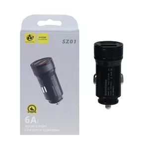 شارژر فندکی فست دو پورت Sasathree مدل SZ01 - مشکی - SMO
