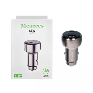 شارژر فندکی PD و فست دو پورت Meacces مدل C100T 66W - قهوه ای
