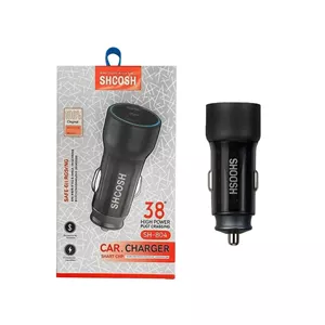 شارژر فندکی فست و PD دو پورت Shoosh مدل SH-804 38W - مشکی - SMO