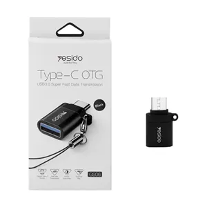 تبدیل yesido OTG Type-C مدل GS06 مشکی (گارانتی 18 ماه تعویض نیکان همراه)