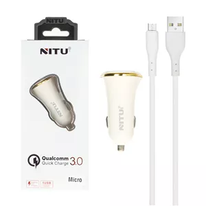 شارژر فندکی فست تک پورت NITU 18W مدلNT-CC802F همراه با کابل اندروید -سفید (گارانتی 18 ماه تعویض نیکان همراه)