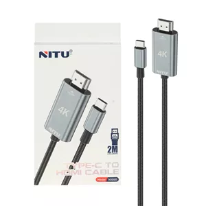 کابل 2 متری Nitu Type-C To HDMI مدل NHI05 - مشکی (گارانتی 18 ماه تعویض نیکان همراه)