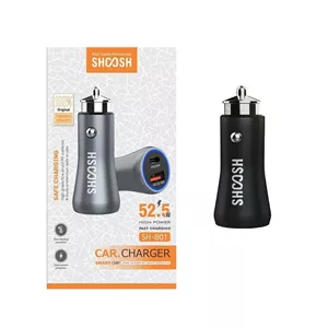 شارژر فندکی فست و PD دو پورت Shoosh مدل SH-801 52.5W - مشکی - SMO
