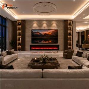 شومینه برقی دیواری ال سی دی 200 سانتیمتر با هیزم سرخ یکتکه