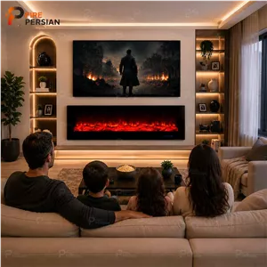 شومینه برقی دیواری ال سی دی 140 سانتیمتر با هیزم سرخ یکتکه