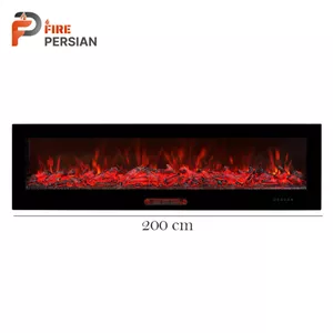 شومینه برقی دیواری 200 سانتیمتر با هیزم سهبعدی سرخ جنگلی