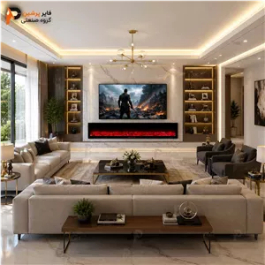 شومینه برقی مدرن LCD صفحه لمسی 250 سانتیمتر هیزم سرخ یکتکهفایر پرشین