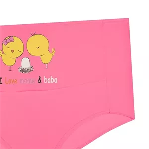 شورت بارداری زنانه نارین فاق بلند طرح جوجه و تخم مرغ فری سایز کتان نخی