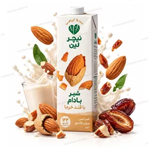 شیر بادام غیر لبنی با قند طبیعی خرما 1 لیتری نیچرلین nature lean