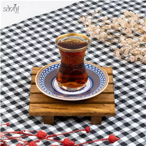 فنجان و نعلبکی نقش درشت 160 سی سی سرمه ای پاشا باغچهریور ( دست 6 عددی)