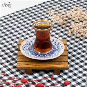 فنجان و نعلبکی نقش ریز 160 سی سی سرمه ای پاشا باغچهریور ( دست 6 عددی)